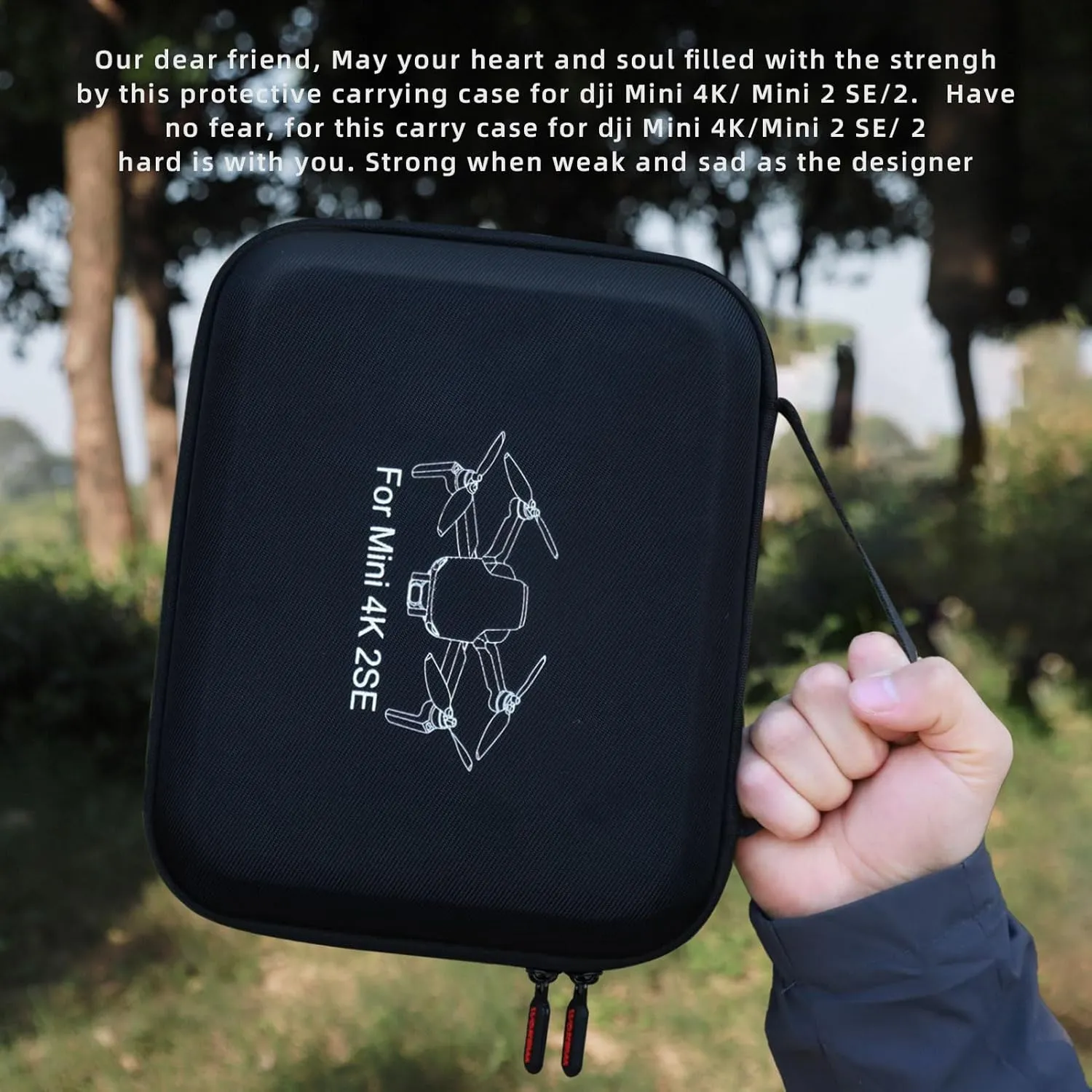 Father&I Drone 4K Mini 2 SE / 2 Combo Accessories Only (Carry-ing) Protective Case Hard Storage Organizer Bag Holder for DJi Mini 4K /2 SE / 2 Crossbody&Two Way Zipper, Black (NOT Silicone)