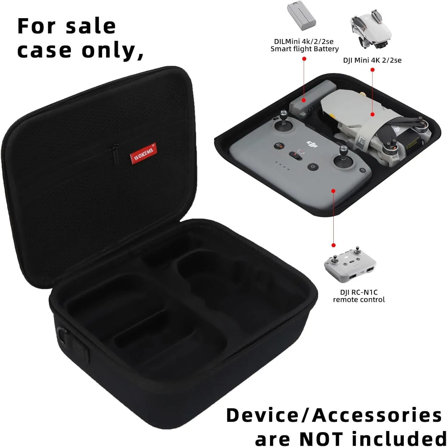 Father&I Drone 4K Mini 2 SE / 2 Combo Accessories Only (Carry-ing) Protective Case Hard Storage Organizer Bag Holder for DJi Mini 4K /2 SE / 2 Crossbody&Two Way Zipper, Black (NOT Silicone)