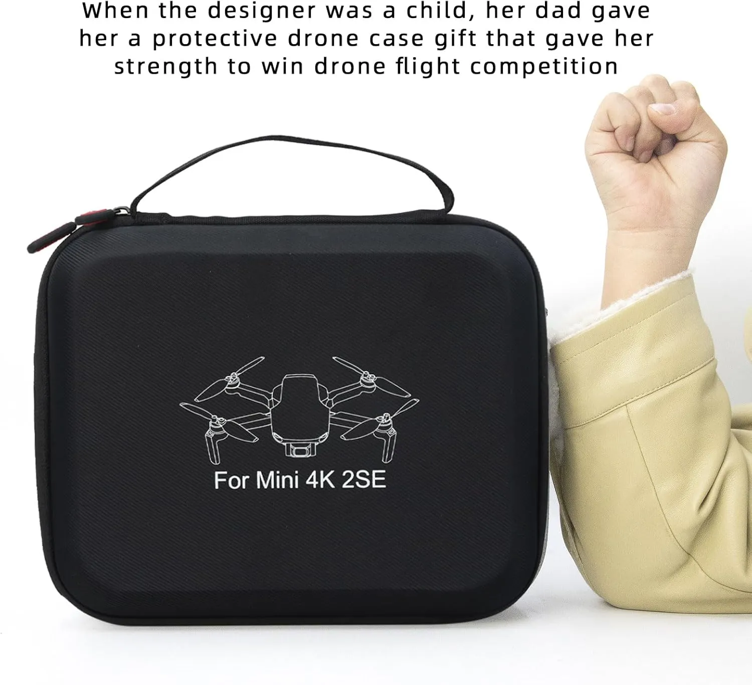 Father&I Drone 4K Mini 2 SE / 2 Combo Accessories Only (Carry-ing) Protective Case Hard Storage Organizer Bag Holder for DJi Mini 4K /2 SE / 2 Crossbody&Two Way Zipper, Black (NOT Silicone)