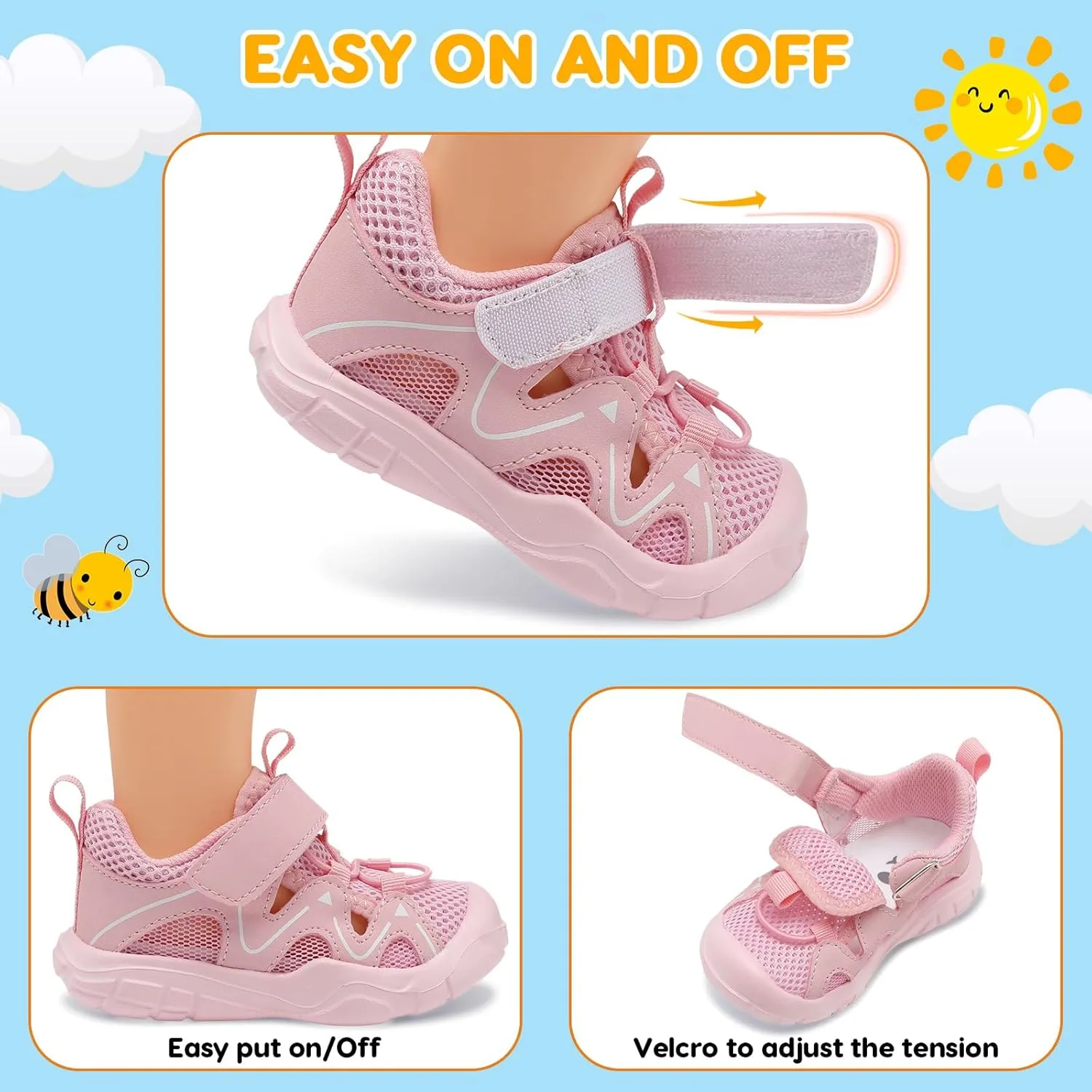 FEETCITY Wide Toddler Shoes Slip on Sneakers Boys Girls Toddler Tennis Shoes Sports Shoes Walking Shoes