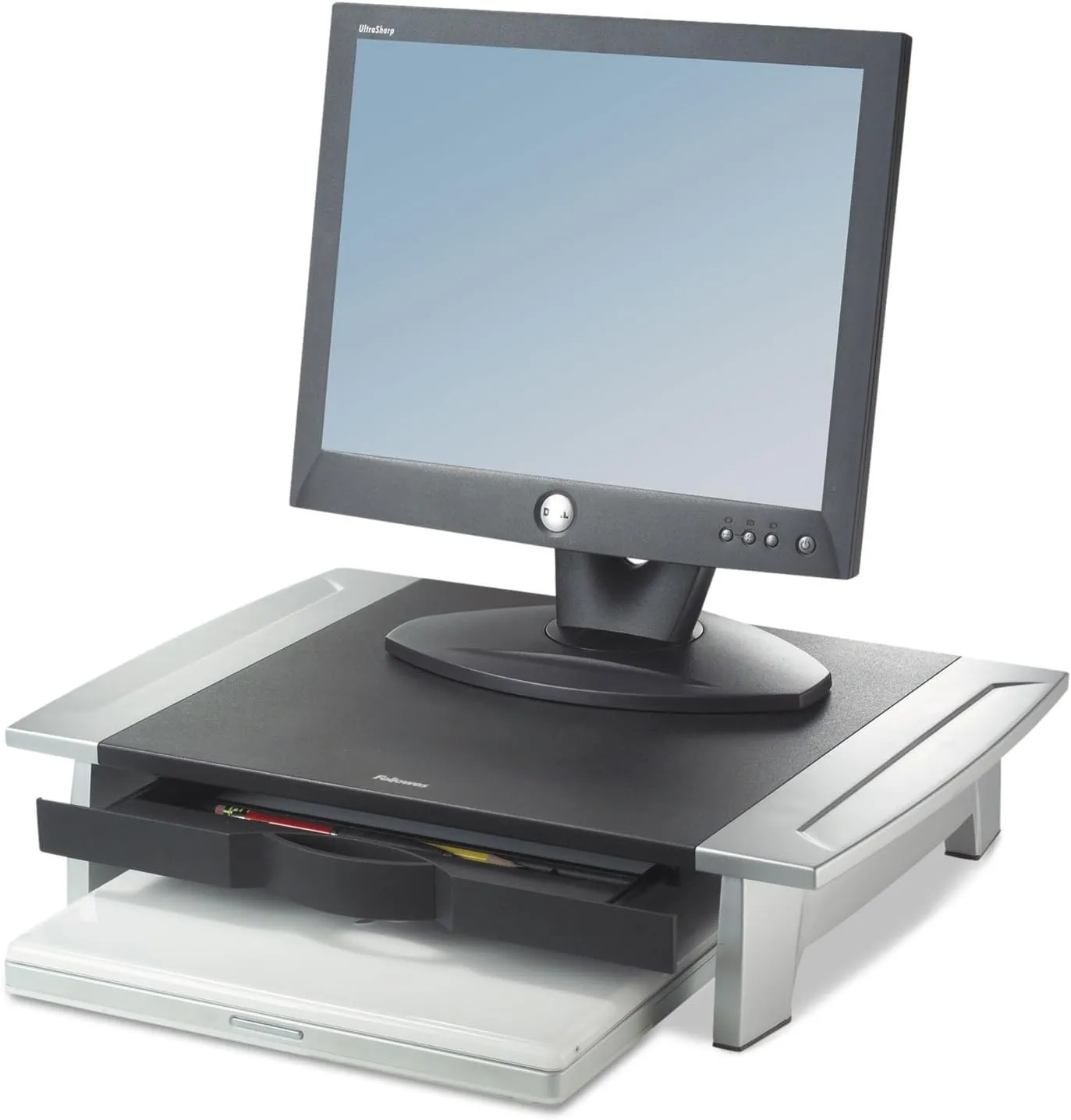 Fellowes 8031101 Monitor Riser,Adjustable,19-7/8-Inch x14-1/16-Inch x4-Inch -6-1/2-Inch,BK/SR