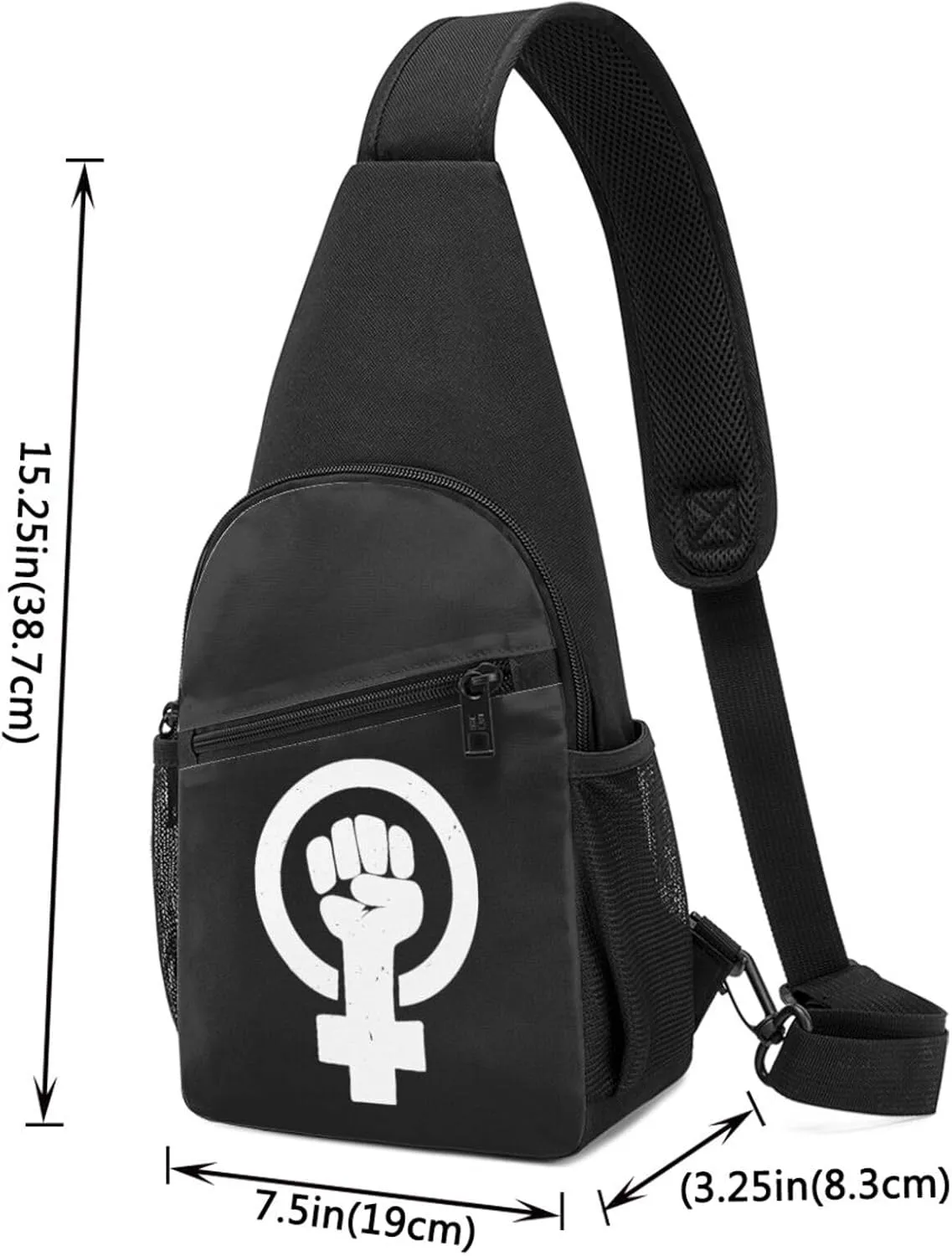 Feminist Fist Shoulder Bag Adjustable Leisure Travel Crossbody Shoulder Bag Unisex
