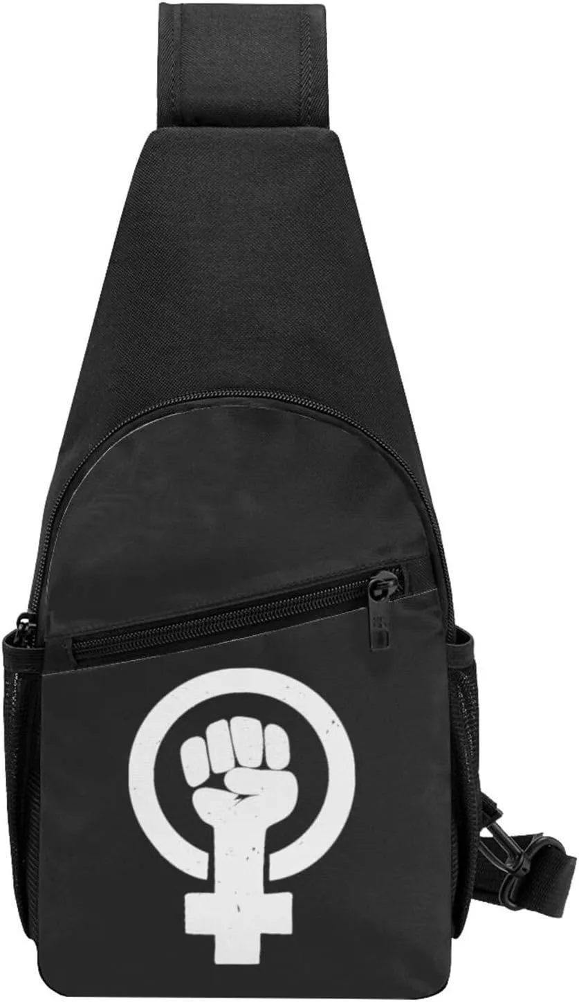Feminist Fist Shoulder Bag Adjustable Leisure Travel Crossbody Shoulder Bag Unisex