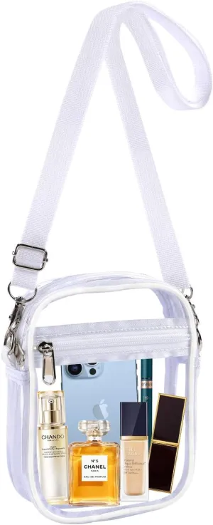 Fibrdoo Clear Crossbody Purse Bag, Clear Bag Stadium Approved with Front Pocket for Concerts Sports Festivals