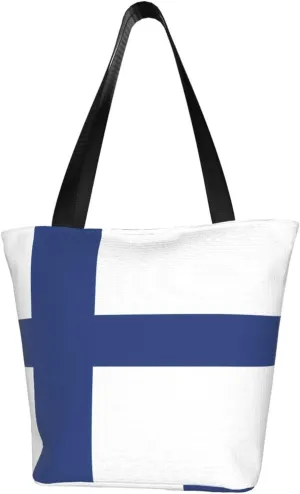 Finnish flag Women's fashion shoulder bag, shopping handbag, suitable for weekend travel shopping shoulder bag messenger bag