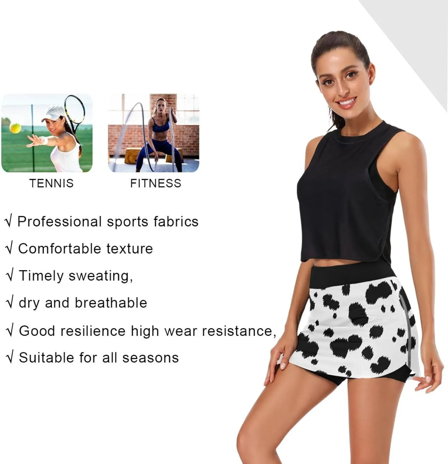 Fire Flame Women's Active Performance Skort Lightweight Skirt for Running Tennis Golf Workout Sports