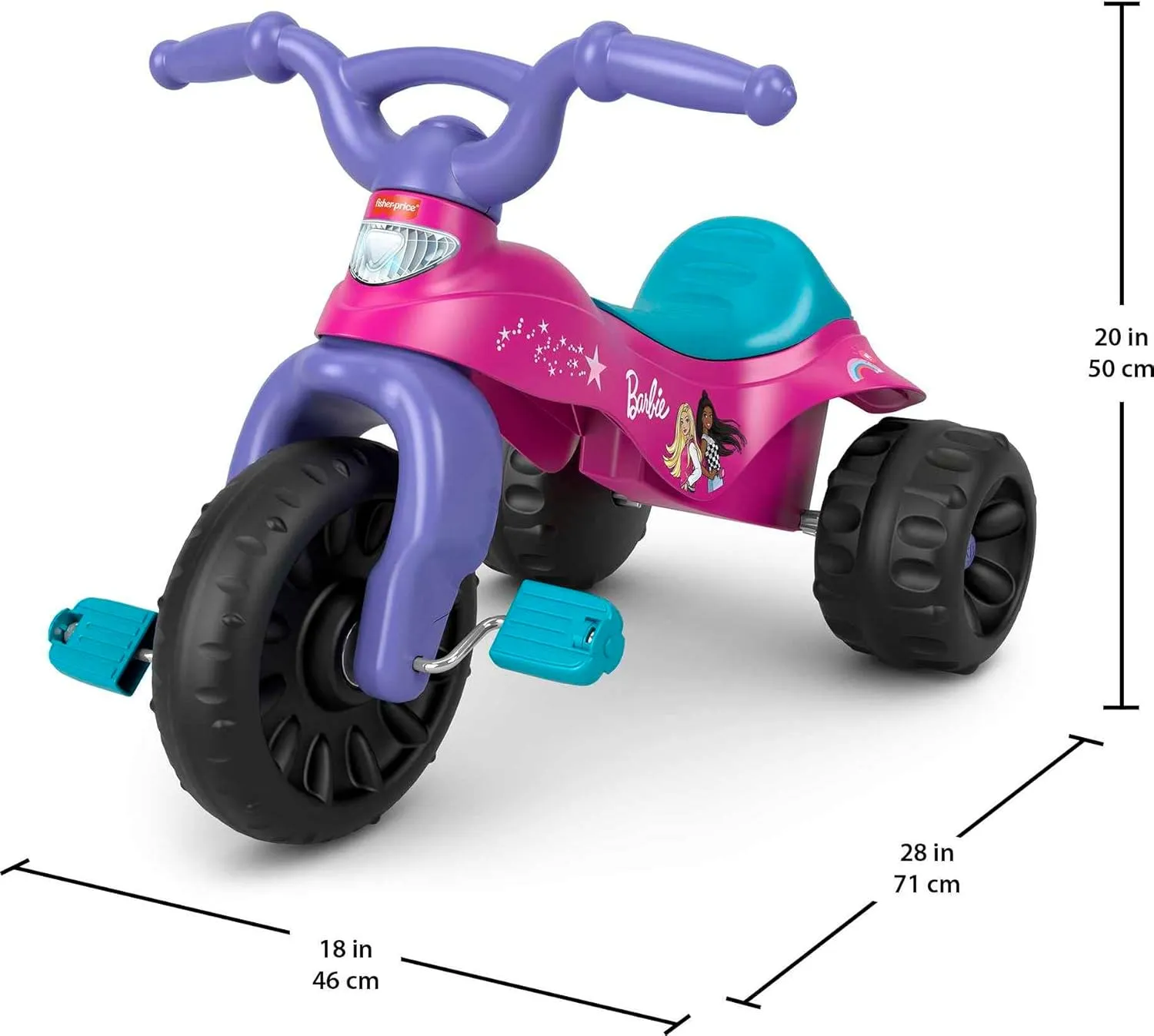Fisher-Price Toddler Tricycle Barbie Tough Trike, Toy Bike with Handlebar Grips & Storage for Outdoor Play Kids Ages 2  Years
