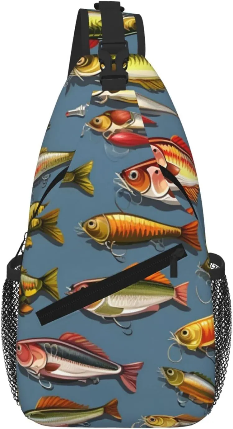 Fishing Lure Men Casual Diagonal Chest Bag Cross Package Diagonally Women Travel Satchel Single Shoulder Bag