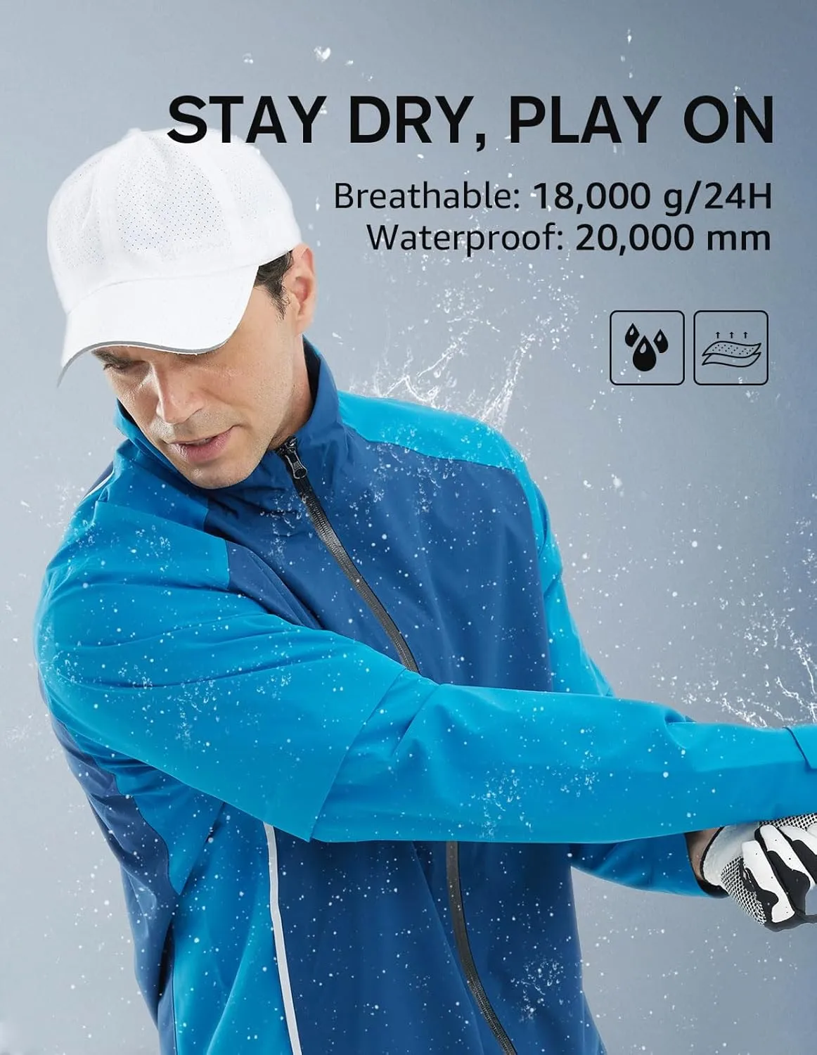 fit space Waterproof Golf Rain Jacket for Men 20K Performance Lightweight Rain Jackets for All Sports