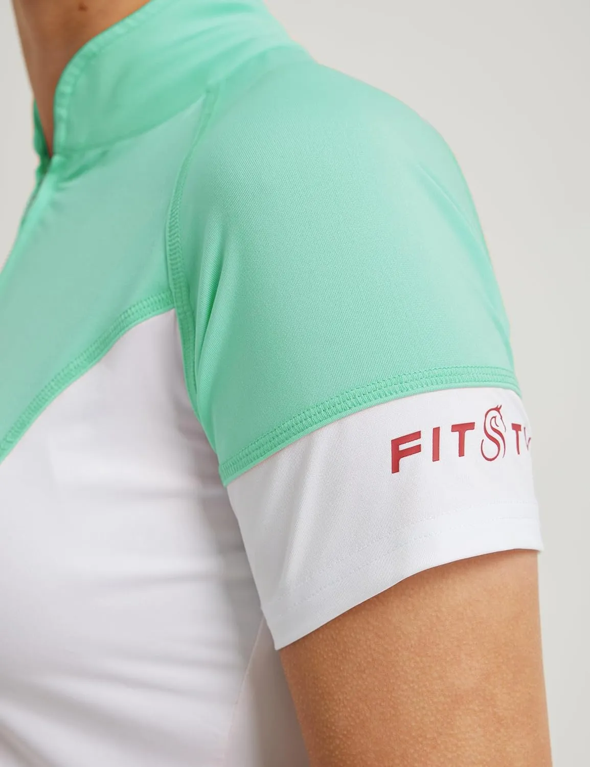 FitsT4 Sports Womens Short Sleeve Equestrian Shirts UPF50  Horse Riding Shirts Breathable Rider Tops Half Zip