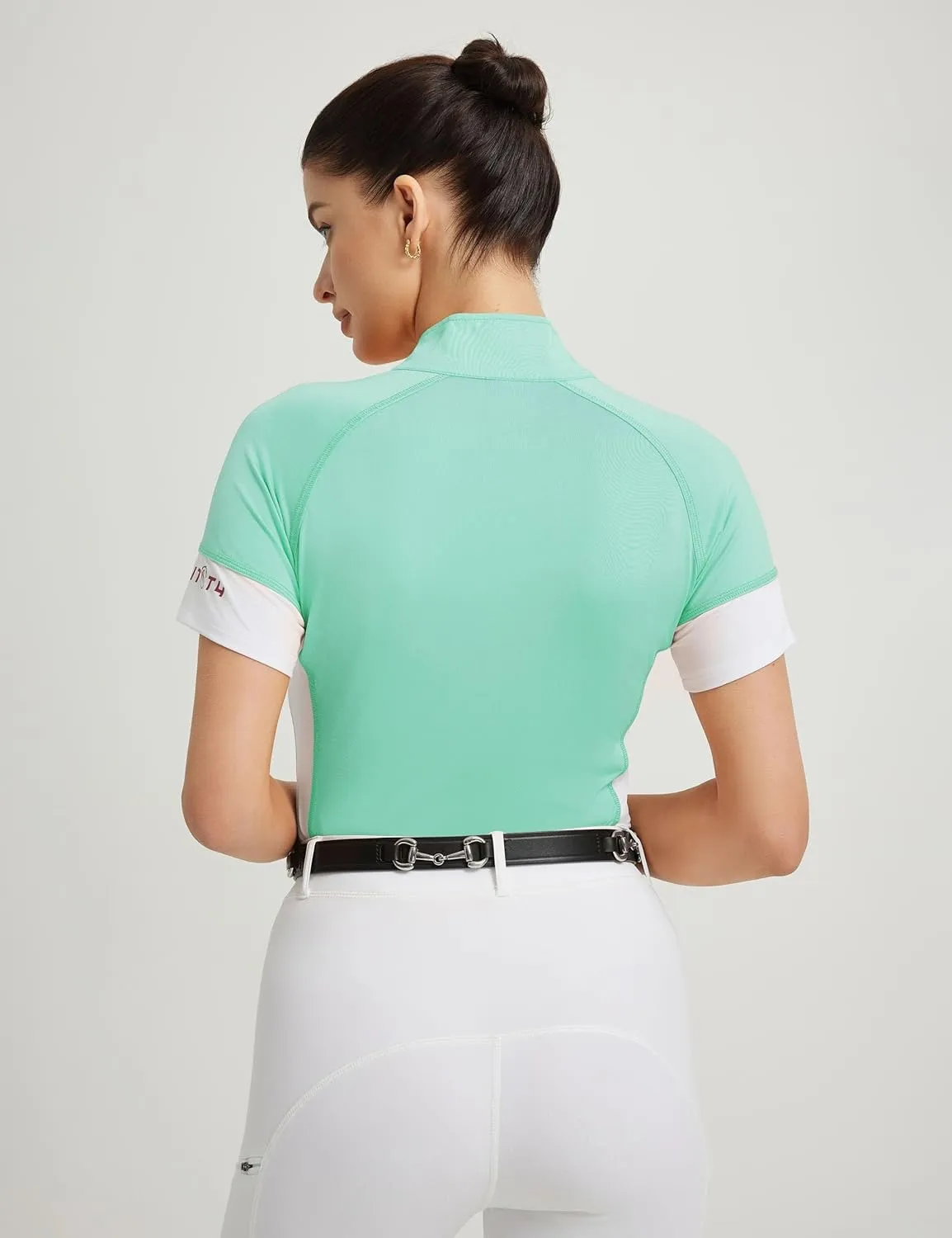 FitsT4 Sports Womens Short Sleeve Equestrian Shirts UPF50  Horse Riding Shirts Breathable Rider Tops Half Zip