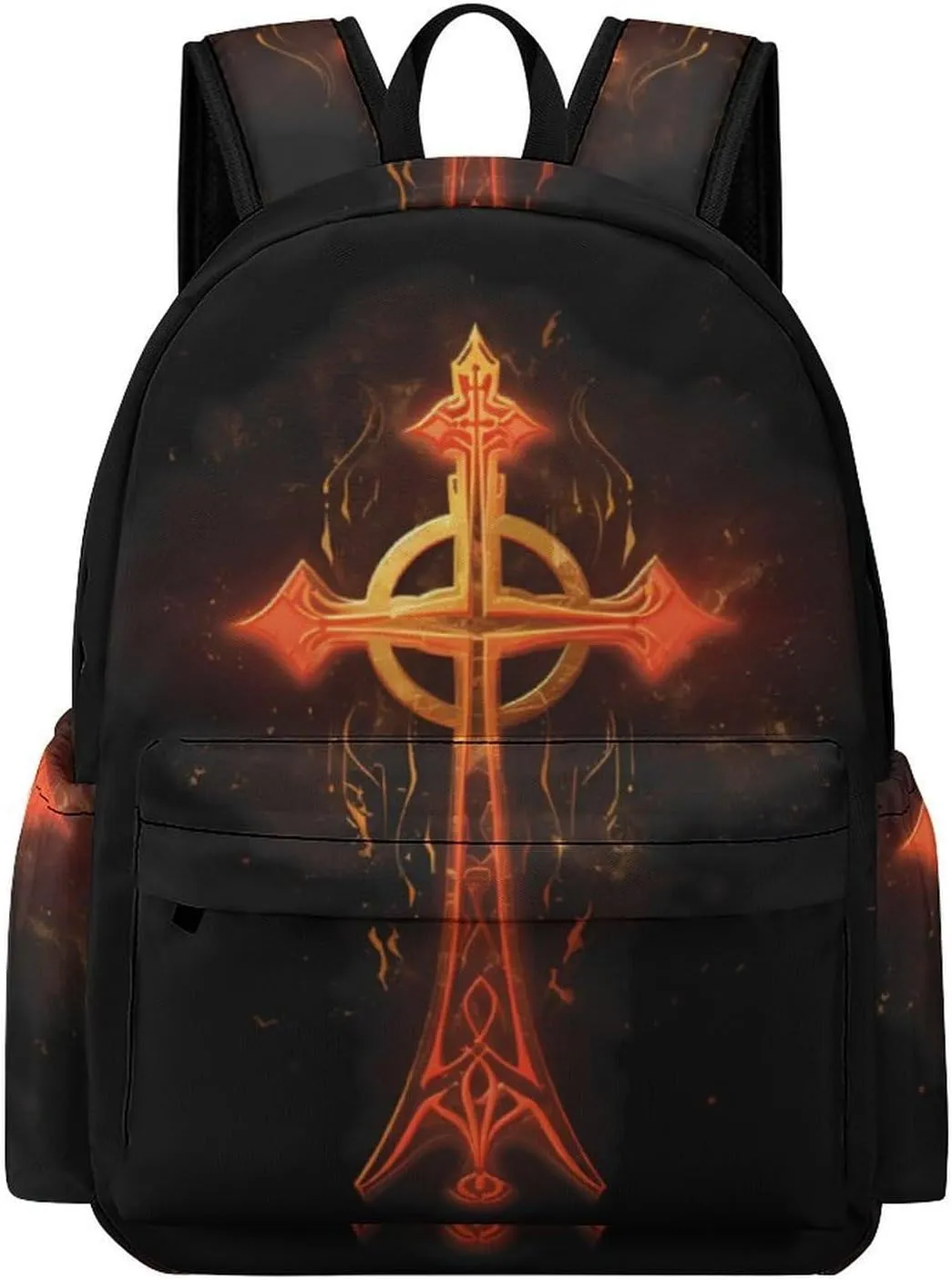 Flaming Egyptian Ankh Mini Backpack Printed Shoulder Bag Travel Daypack Camping Work Bags