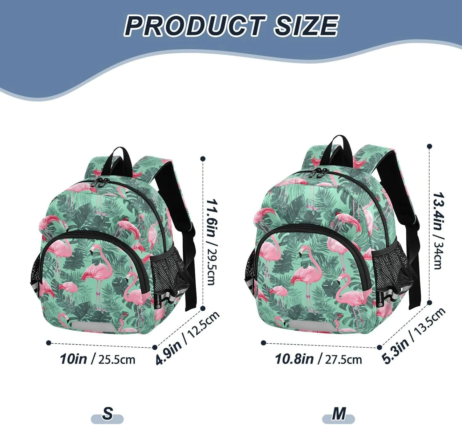 Flamingo Preschool Backpack Green Leaf Daycare Bookbag School Backpack with Traction Rope for Kids 3-6