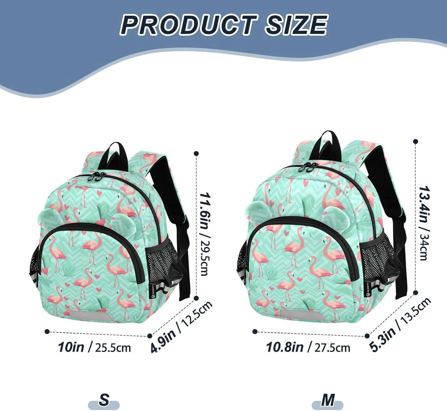 Flamingo Preschool Backpack Mint Chevron Daycare Bookbag School Backpack with Traction Rope for Kids 3-6