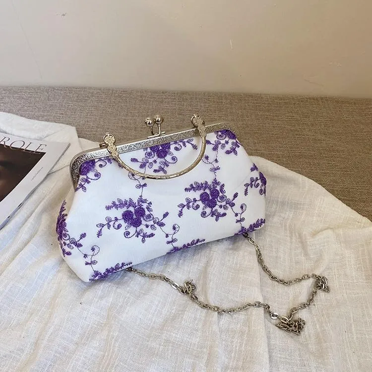 Flower Embroidery Cheongsam Crossbody Bag Chinese Style Lace Hanfu Ancient Design