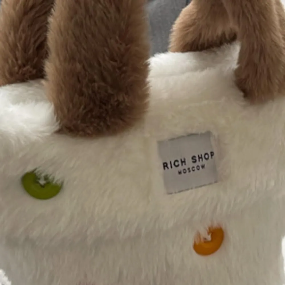 Fluffy Handbag for Women Autumn and Winter Fashion Niche Single Shoulder Crossbody Bag Button Hair Bucket Bag