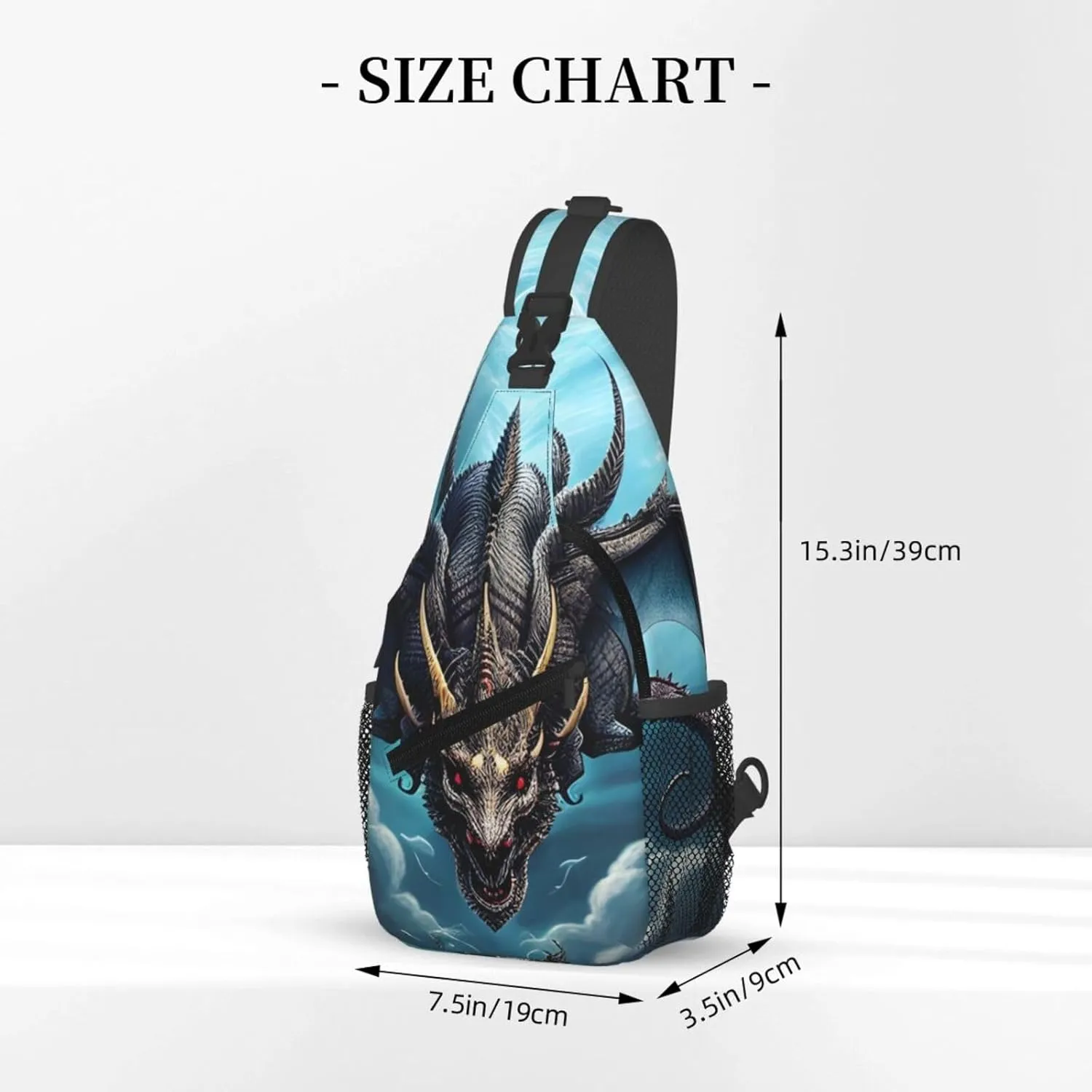 Flying Dragon Print Men's Cross Chest Bag Diagonally, Cute Crossbody Shoulder Backpack, 7.5" L x 3.5" W x 15.3" H