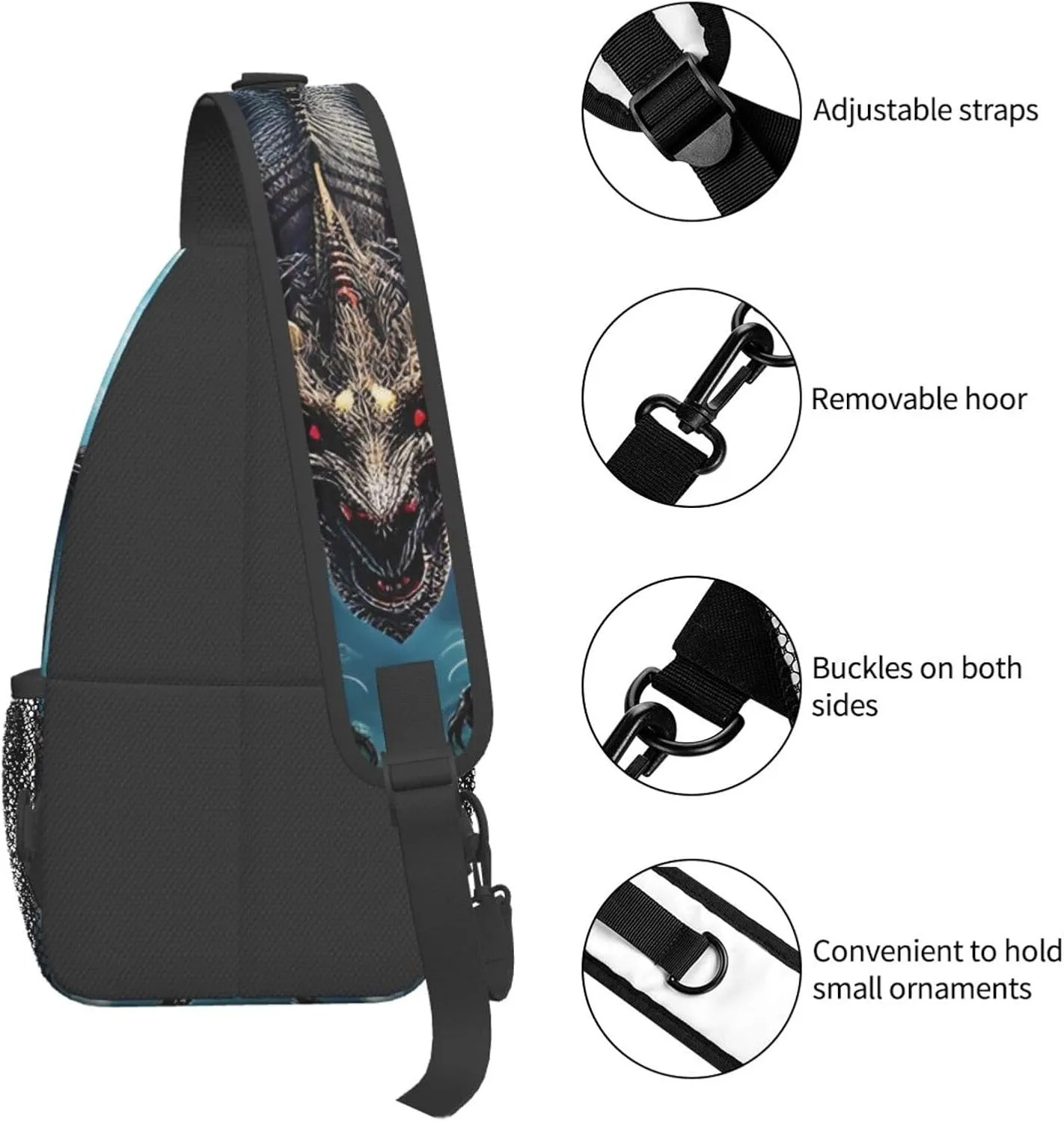 Flying Dragon Print Men's Cross Chest Bag Diagonally, Cute Crossbody Shoulder Backpack, 7.5" L x 3.5" W x 15.3" H