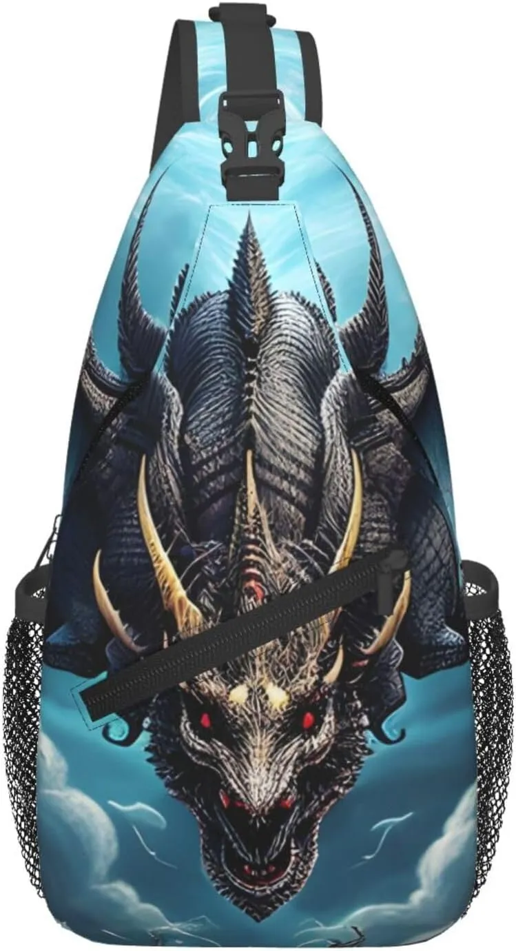 Flying Dragon Print Men's Cross Chest Bag Diagonally, Cute Crossbody Shoulder Backpack, 7.5" L x 3.5" W x 15.3" H
