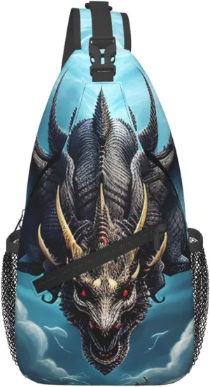 Flying Dragon Print Men's Cross Chest Bag Diagonally, Cute Crossbody Shoulder Backpack, 7.5" L x 3.5" W x 15.3" H