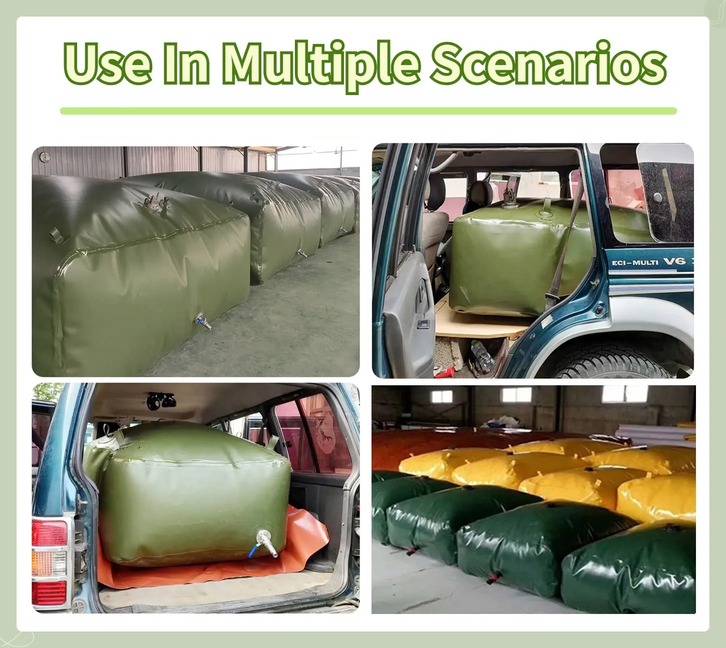 Foldable Portable Water Tank - Large Capacity PVC Water Storage Bladder for Emergency and Outdoor Use(3x2x1m/6000L/1585gallon)