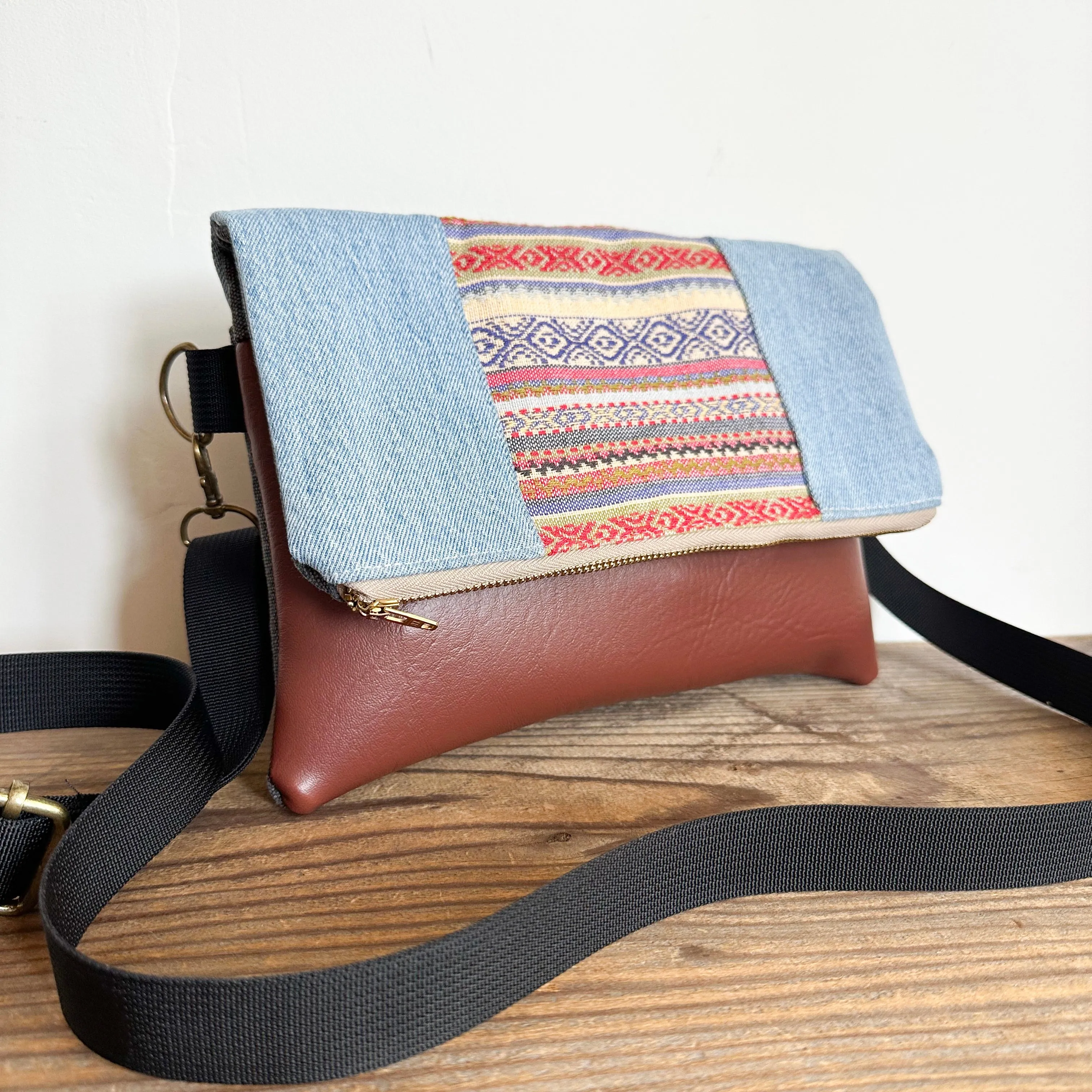 FOLDOVER CROSSBODY - Boho Stripe/Denim