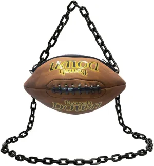 Football Shaped Crossbody Bag 9# Football Purse with Chain Strap, Sports Fan Handbag for Game Day & Streetwear
