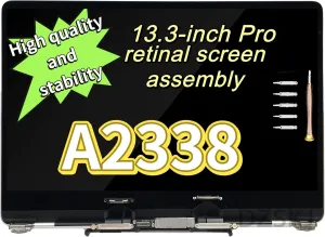 for A2338 Screen Replacement MacBook Pro Retina M1 13.3" A2338 EMC 3578 MYD83 MYD92 MYDA2 MYDC2 MYD83LL/A MYD92LL/A MYDC2LL/A Full LED LCD Display Assembly Grey Silver (Grey)