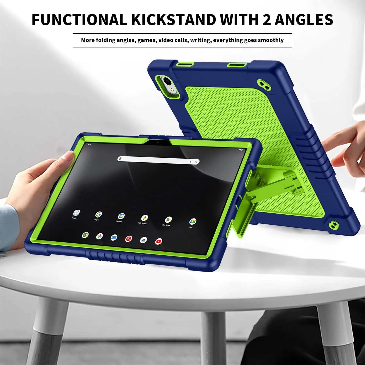 for Onn 11 inch Tablet Pro 2024 Model Tablet Case with 2 Pcs Screen Protector,Heavy Duty Kids Shockproof Stand Shoulder Strap Case for Walmart Onn 11 2024 Model:100146660 (Navy/Green)