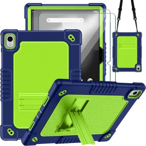 for Onn 11 inch Tablet Pro 2024 Model Tablet Case with 2 Pcs Screen Protector,Heavy Duty Kids Shockproof Stand Shoulder Strap Case for Walmart Onn 11 2024 Model:100146660 (Navy/Green)
