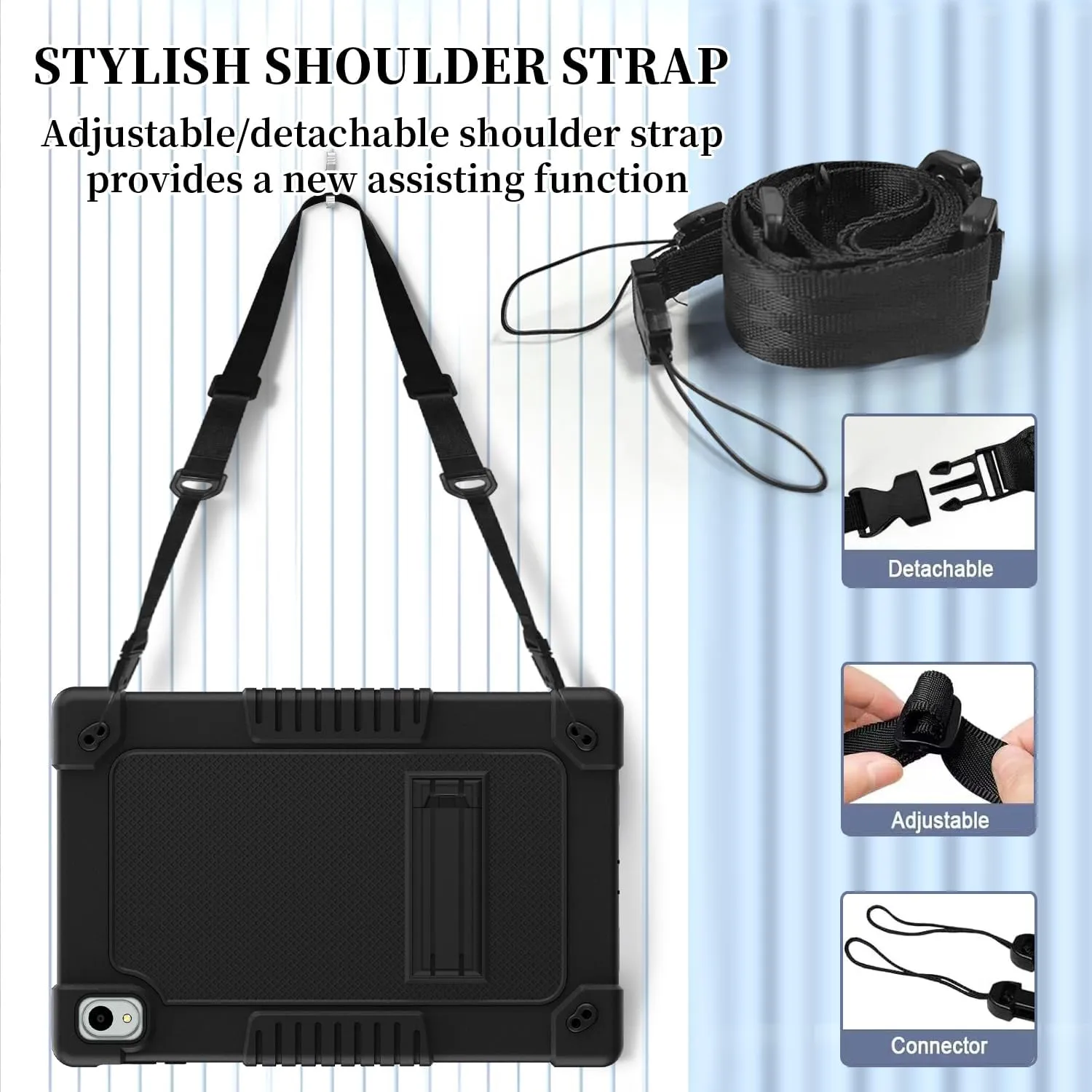 for Onn 12.1 inch Tablet Pro 100146663 Case/for Onn 12.1" Tablet Pro 2024 Kids Friendly Case with Shoulder Strap Stand for New Walmart Onn 12.1 inch Tablet Pro 2024 Model Case (Black)