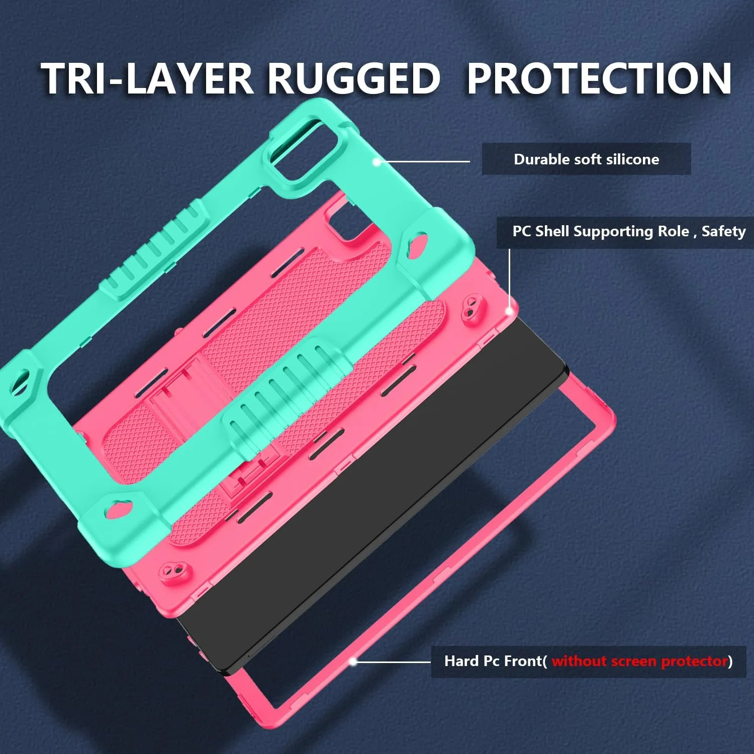 for Revvl Tab 5G Tablet Case,for Revvl Tab 5G Case for Kids,Heavy Duty Shoulder Strap Silicone&Hard Back Shockproof Kids Protective Case for REVVL TAB 5G 10.36 inch 2023(Green/Pink)
