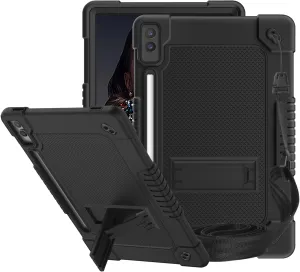 for Samsung Galaxy Tab S9 Plus 12.4" Tablet Case,Heavy-Duty Shoulder Strap Shockproof with Pen Holder Protective Case for Samsung Galaxy Tab S9 Plus/Galaxy Tab S9 FE Plus (Black)