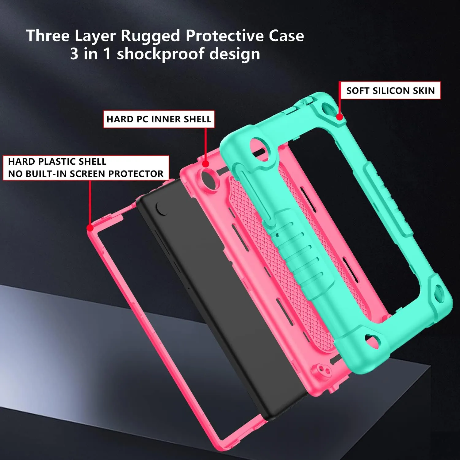 for TCL Tab 8 Plus Tablet Case,Shoulder Strap Soft Silicone&Hard Back Shockproof Kids Protective Case for TCL Tab 8 Plus/TCL Tab 8 LE/TCL Tab 8 WiFi/TCL TAB 8V/TCL Tab 8 SE(Green/Pink)