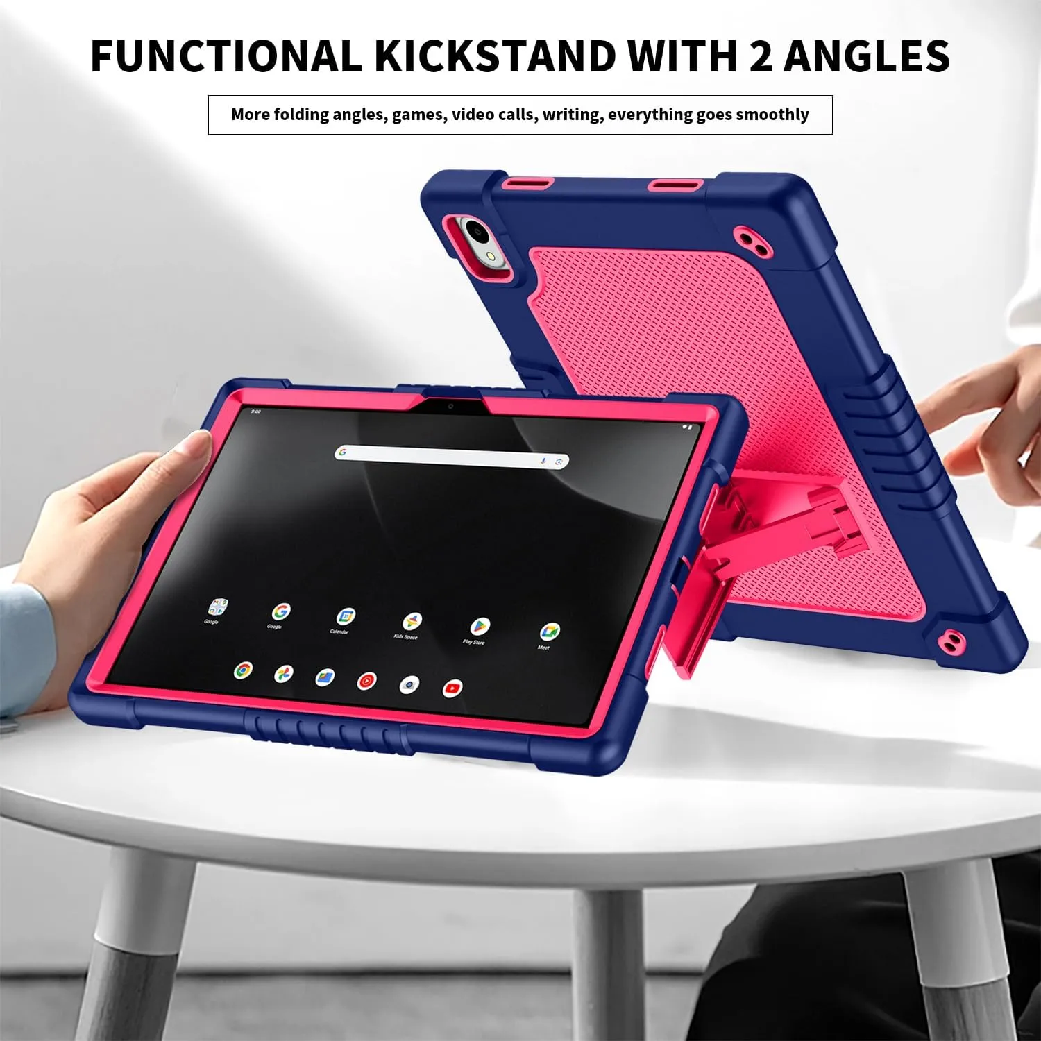 for Walmart Onn 11 inch Tablet Pro 2024 Model Case/Onn 11 inch Tablet Pro 100146660 Case,Shockproof Kids with Shoulder Strap (Navy/Pink)
