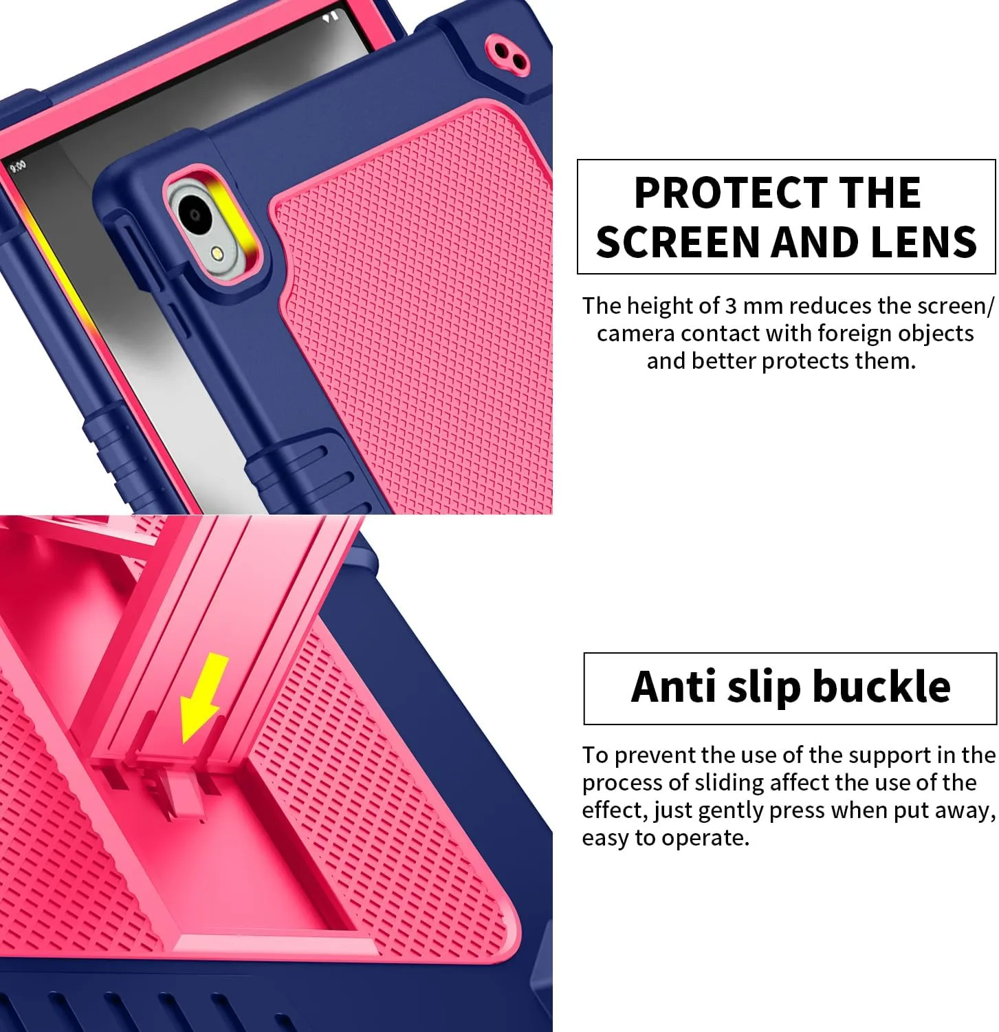 for Walmart Onn 11 inch Tablet Pro 2024 Model Case/Onn 11 inch Tablet Pro 100146660 Case,Shockproof Kids with Shoulder Strap (Navy/Pink)