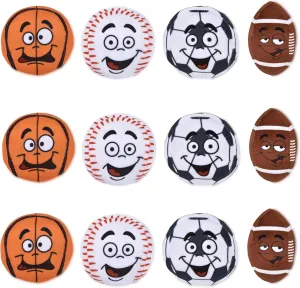Forest & Twelfth Pack of 12 Plush Sports Balls for Babies 4” Baby Balls, Includes Plush Basketball, Baseball, Soccer, Football Sports Toys, Great Gifts for Birthdays, Christmas, or Easter