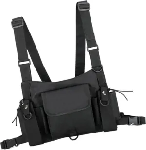 Front Chest Pouch for Males Chest Bag Crossbody Bag Multipurpose Daypack Black Large