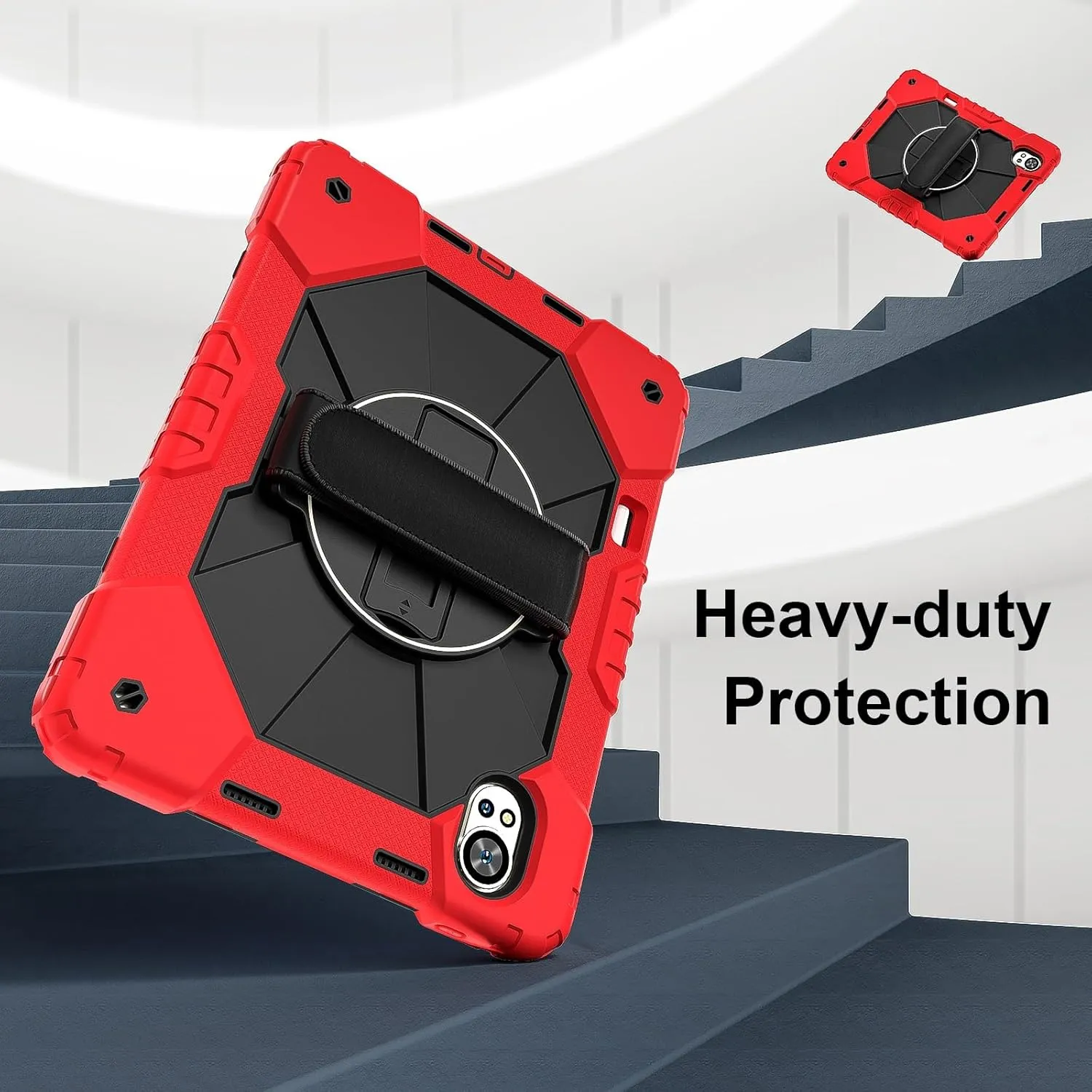 Full Protective Case Compatible with Huawei MatePad Air 12 inch 2024 Shockproof Kids Case,[Kickstand] [Shoulder Strap] 360 Degree Rotating Hand Strap Stand Bracket Heavy Duty Rugged Cover(Vermelho)