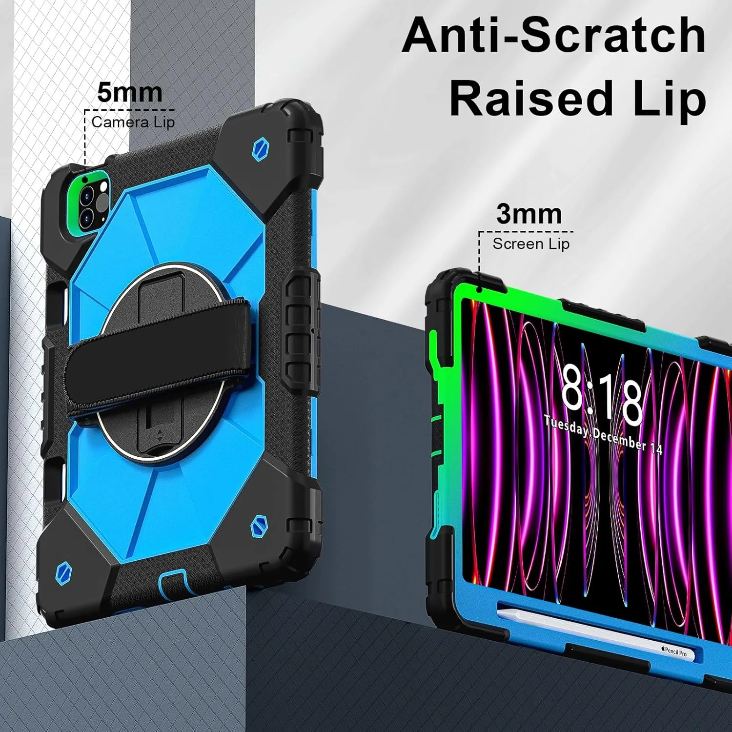 Full Protective Case Compatible with iPad Air4/Air5 10.9/Pro 11 2018/2020/2021/2022 Shockproof Kids Case,[Kickstand] [Shoulder Strap] 360 Degree Rotating Hand Strap Stand Bracket Heavy Duty Rugged Cov