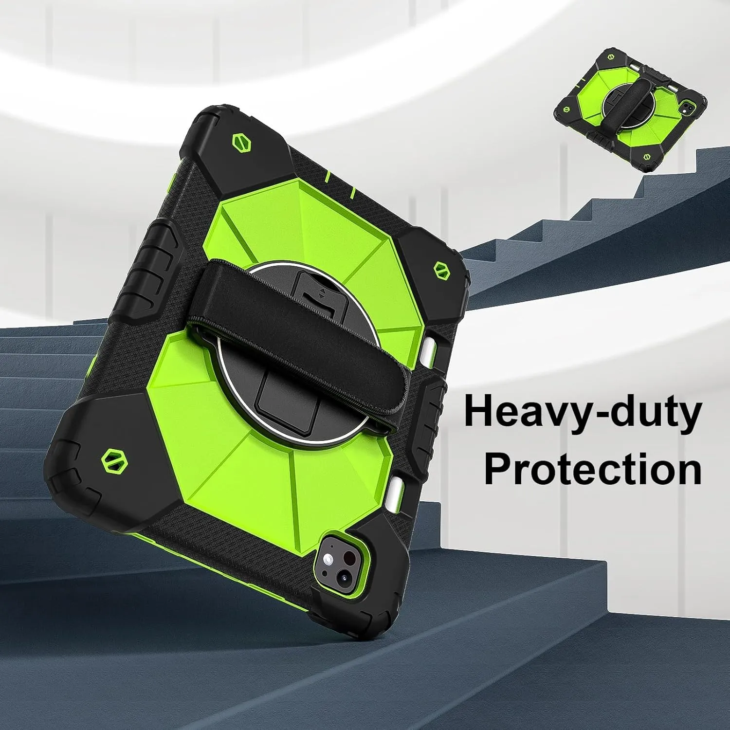 Full Protective Case Compatible with iPad Pro 11inch M4 A2836 Released 2024 Shockproof Kids Case,[Kickstand] [Shoulder Strap] 360 Degree Rotating Hand Strap Stand Bracket Heavy Duty Rugged Cover(Black