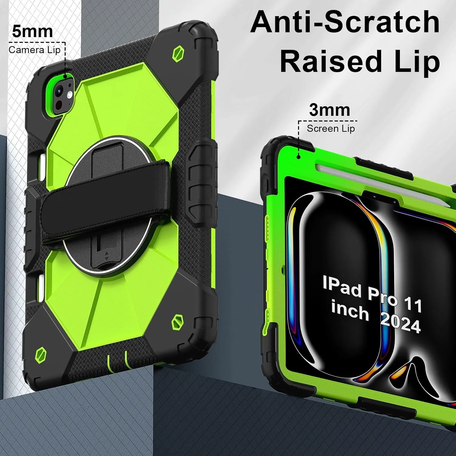 Full Protective Case Compatible with iPad Pro 11inch M4 A2836 Released 2024 Shockproof Kids Case,[Kickstand] [Shoulder Strap] 360 Degree Rotating Hand Strap Stand Bracket Heavy Duty Rugged Cover(Black