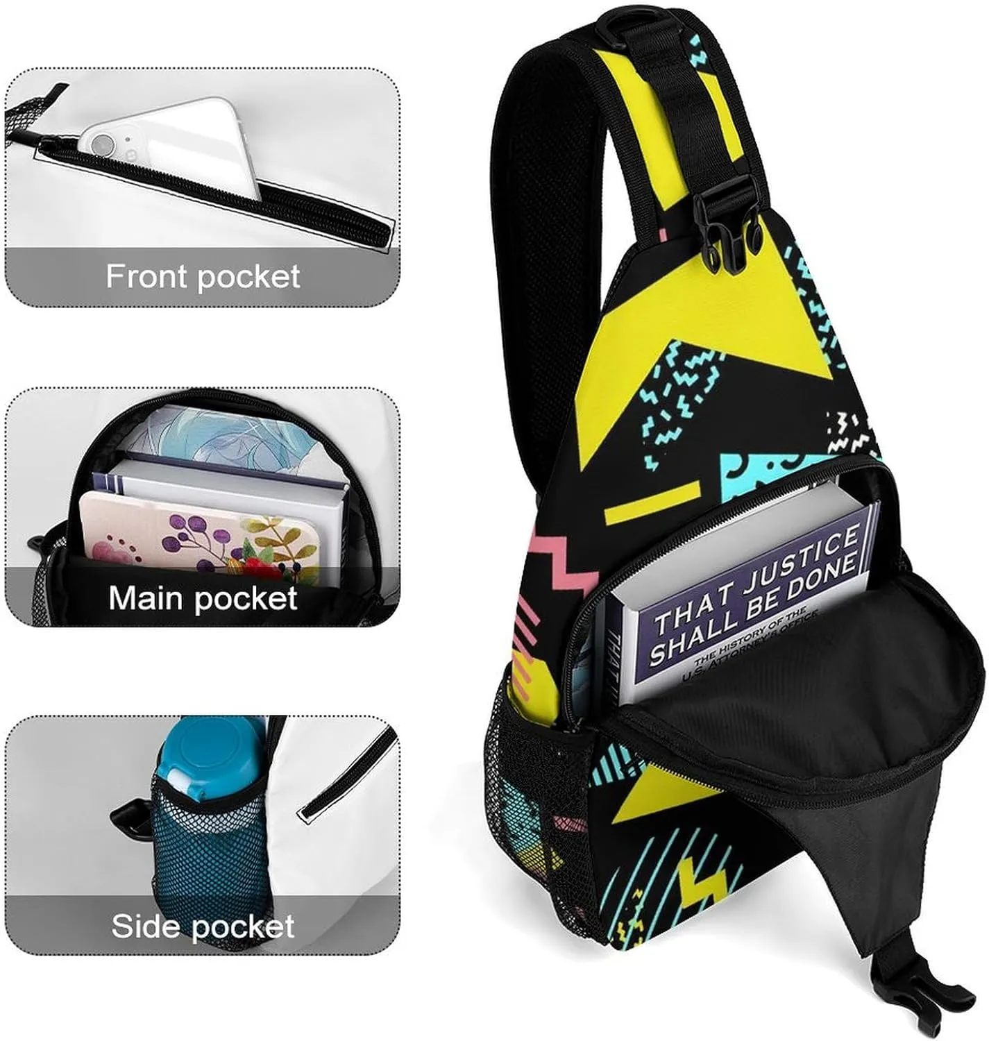 Funny Retro Memphis A Spacious And Large Capacity Portable Adjustable Chest Bag