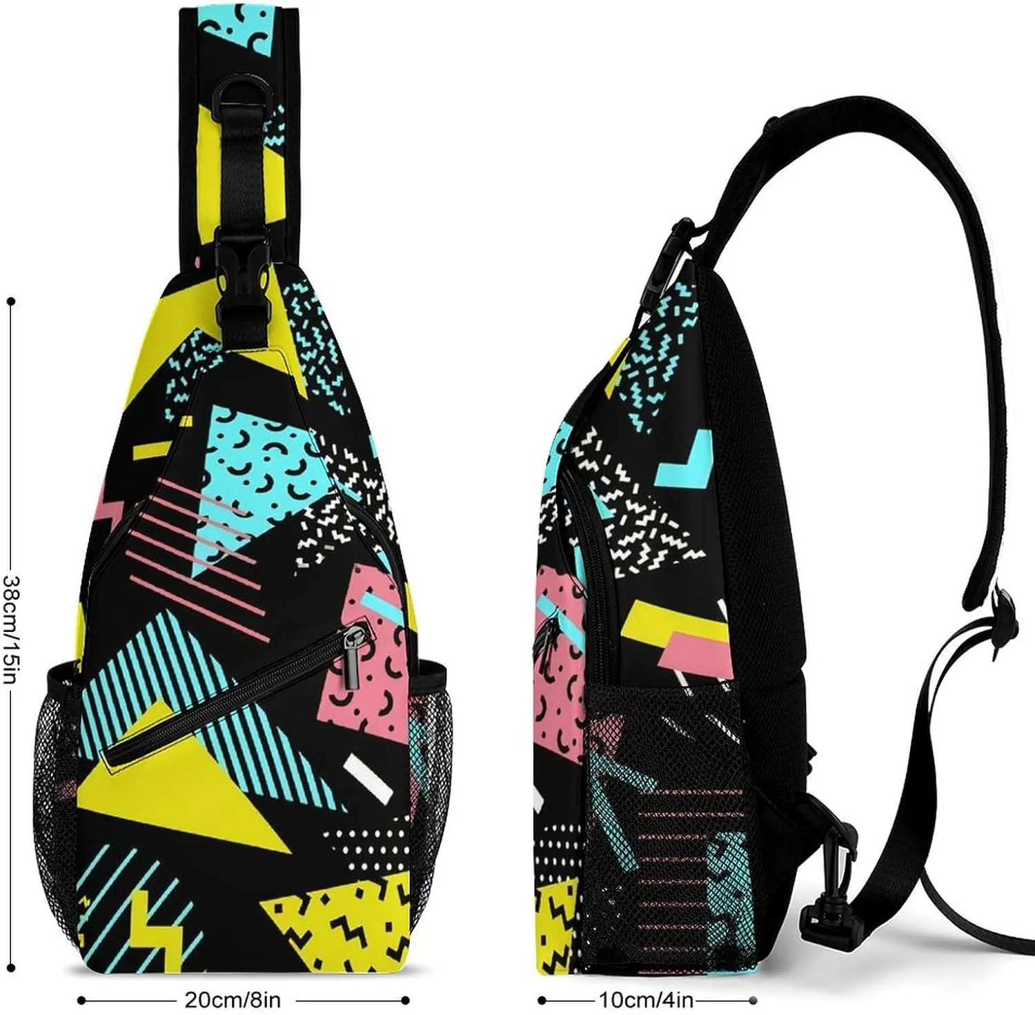 Funny Retro Memphis A Spacious And Large Capacity Portable Adjustable Chest Bag