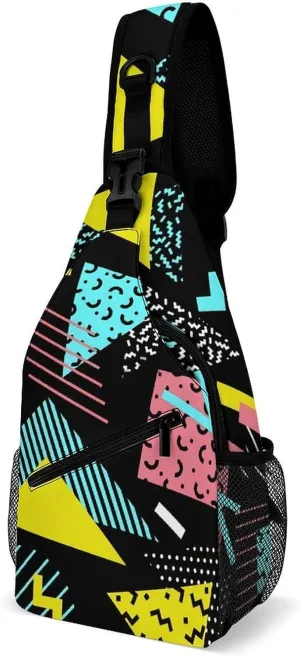 Funny Retro Memphis A Spacious And Large Capacity Portable Adjustable Chest Bag
