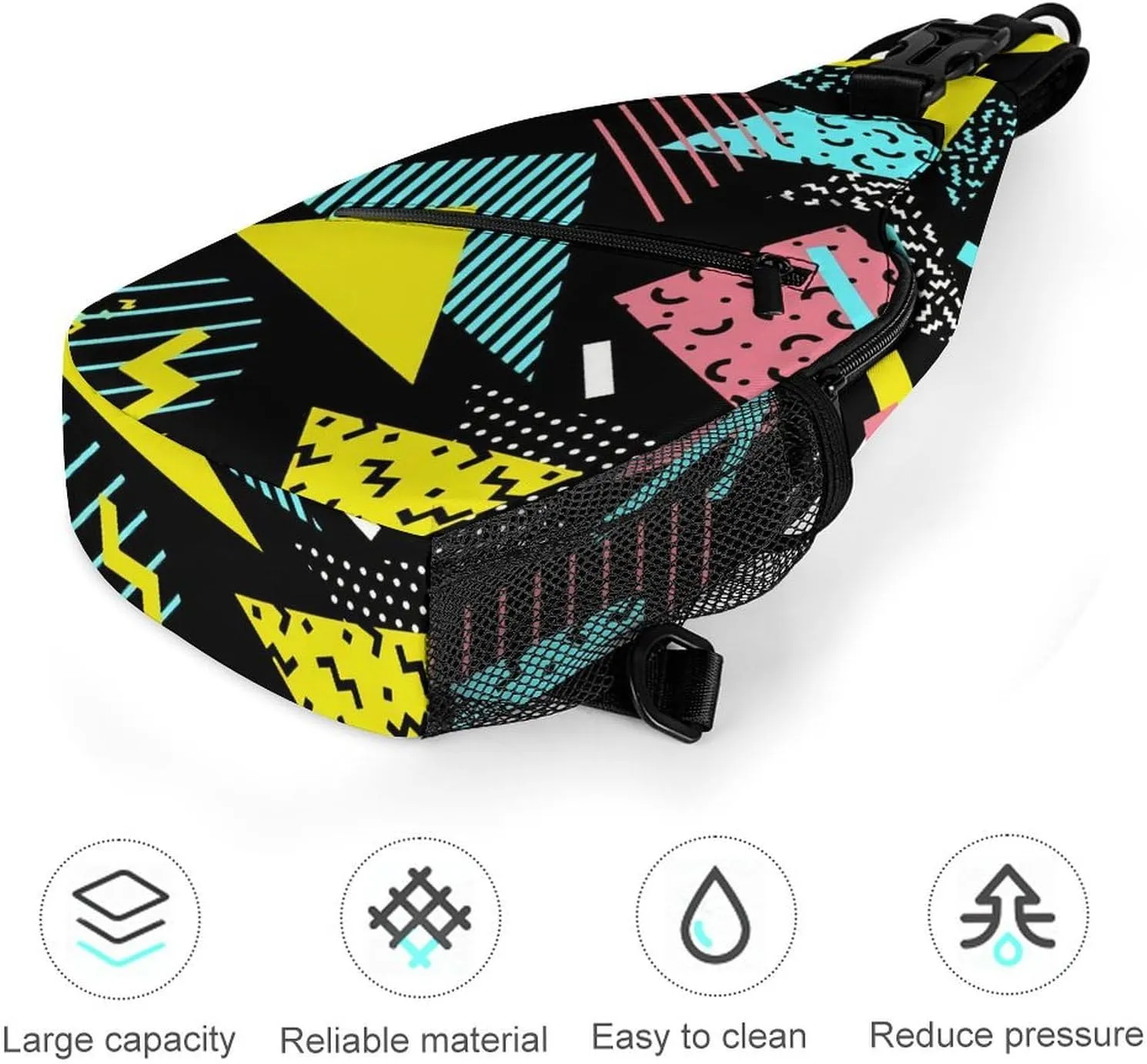 Funny Retro Memphis A Spacious And Large Capacity Portable Adjustable Chest Bag