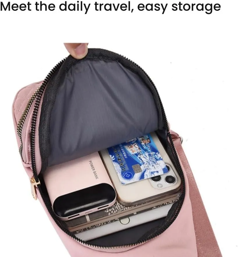 FUNSEED Sling Bag for Women, Large Capacity Waterproof Oxford Cloth Shoulder Crossbody Bag with Headphone Hole