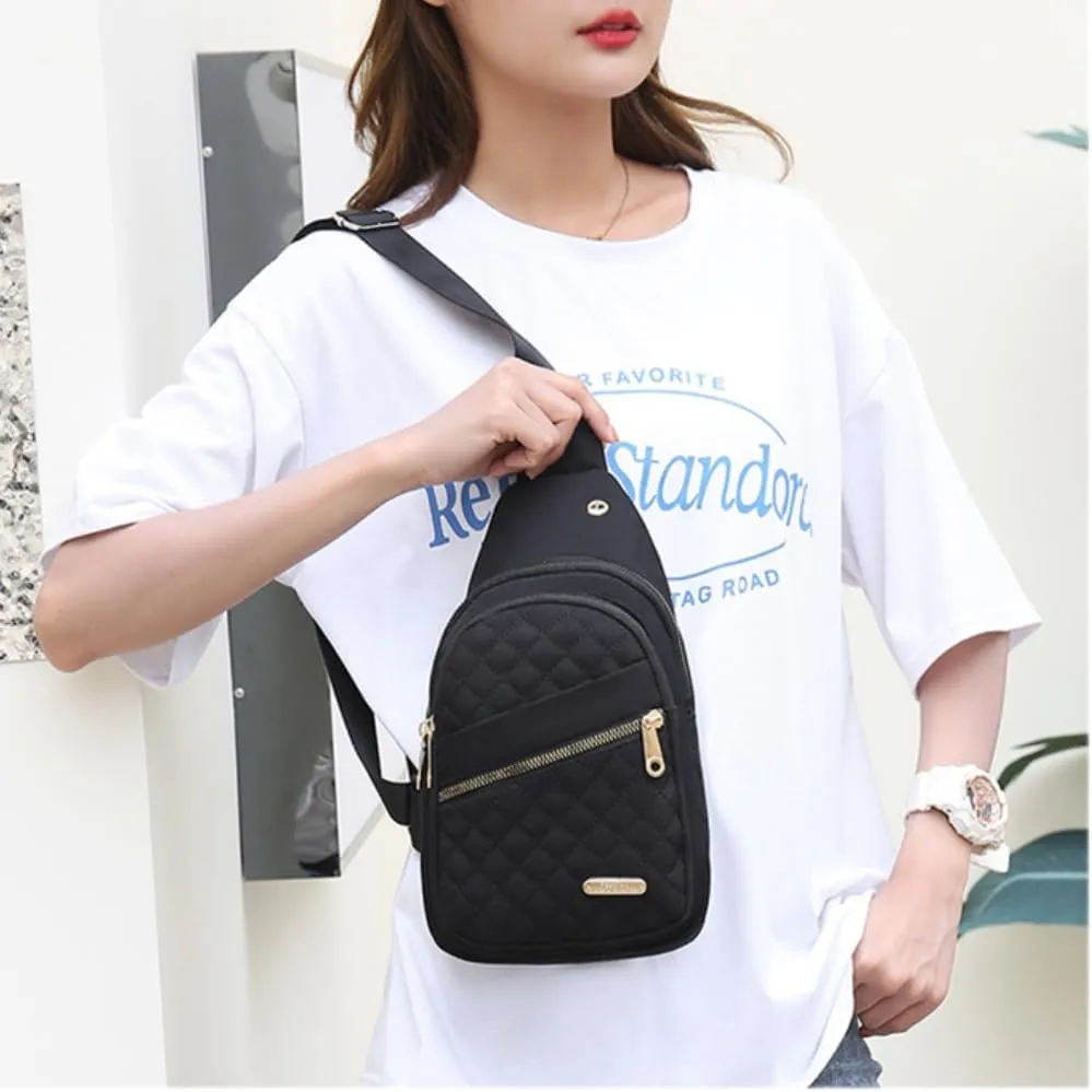 FUNSEED Sling Bag for Women, Large Capacity Waterproof Oxford Cloth Shoulder Crossbody Bag with Headphone Hole