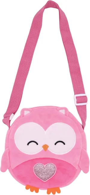 Fuzzy Owl Crossbody Purse Cute Plush Shoulder Bag for Girls Cartoon Animal Round Purse Coin Purse Kawaii Wallet