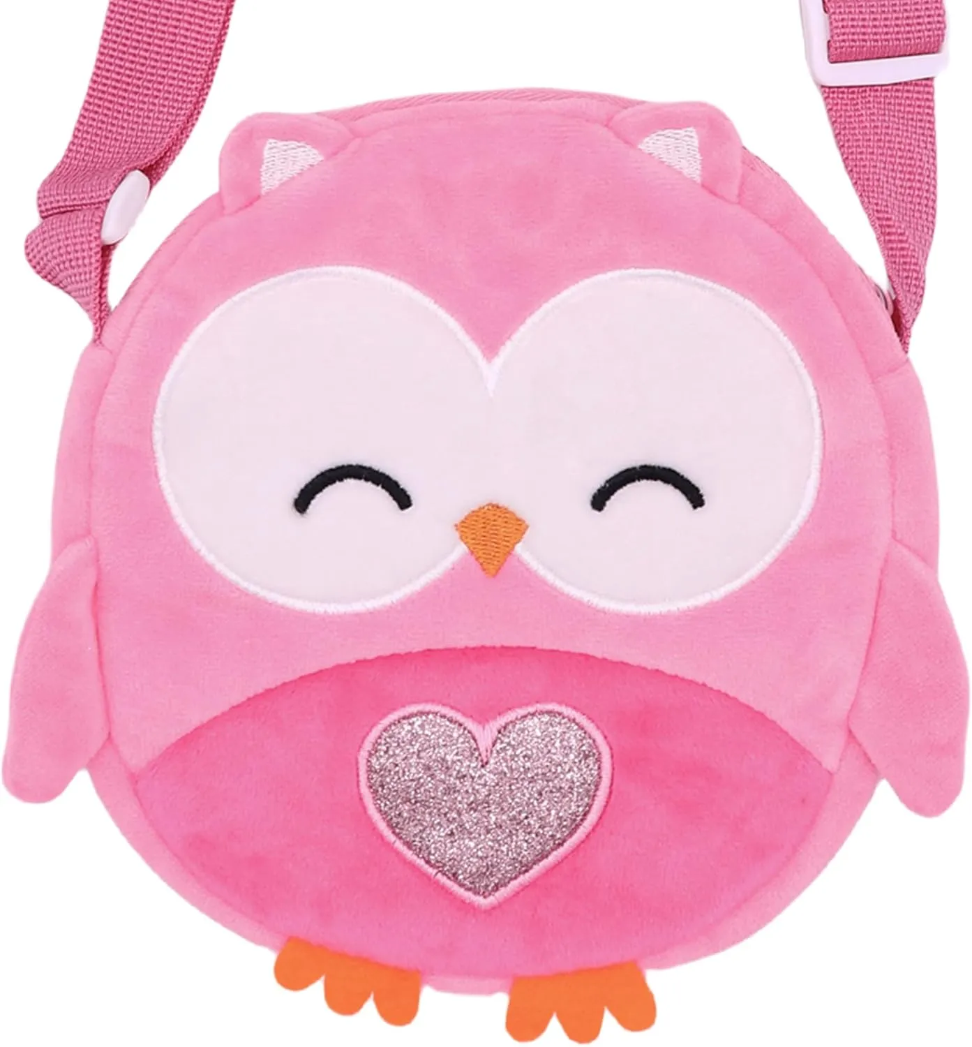 Fuzzy Owl Crossbody Purse Cute Plush Shoulder Bag for Girls Cartoon Animal Round Purse Coin Purse Kawaii Wallet